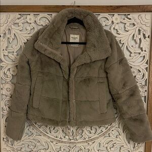 Abercrombie & Fitch Olive Green Teddy Jacket